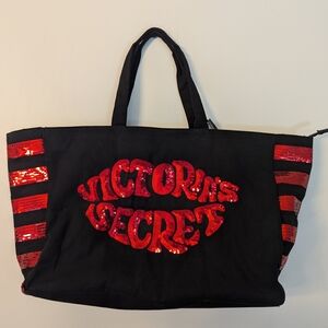 Victoria's Secret Black and Red Tote Bag Large